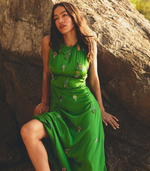 Amari Dress in Emerald - view 2