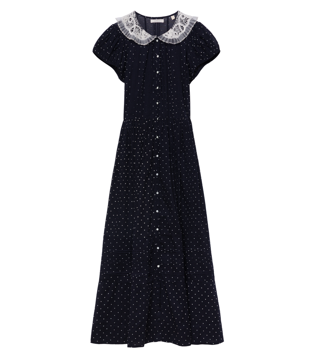 Amérie Dress in Navy Flock Dot - view 7