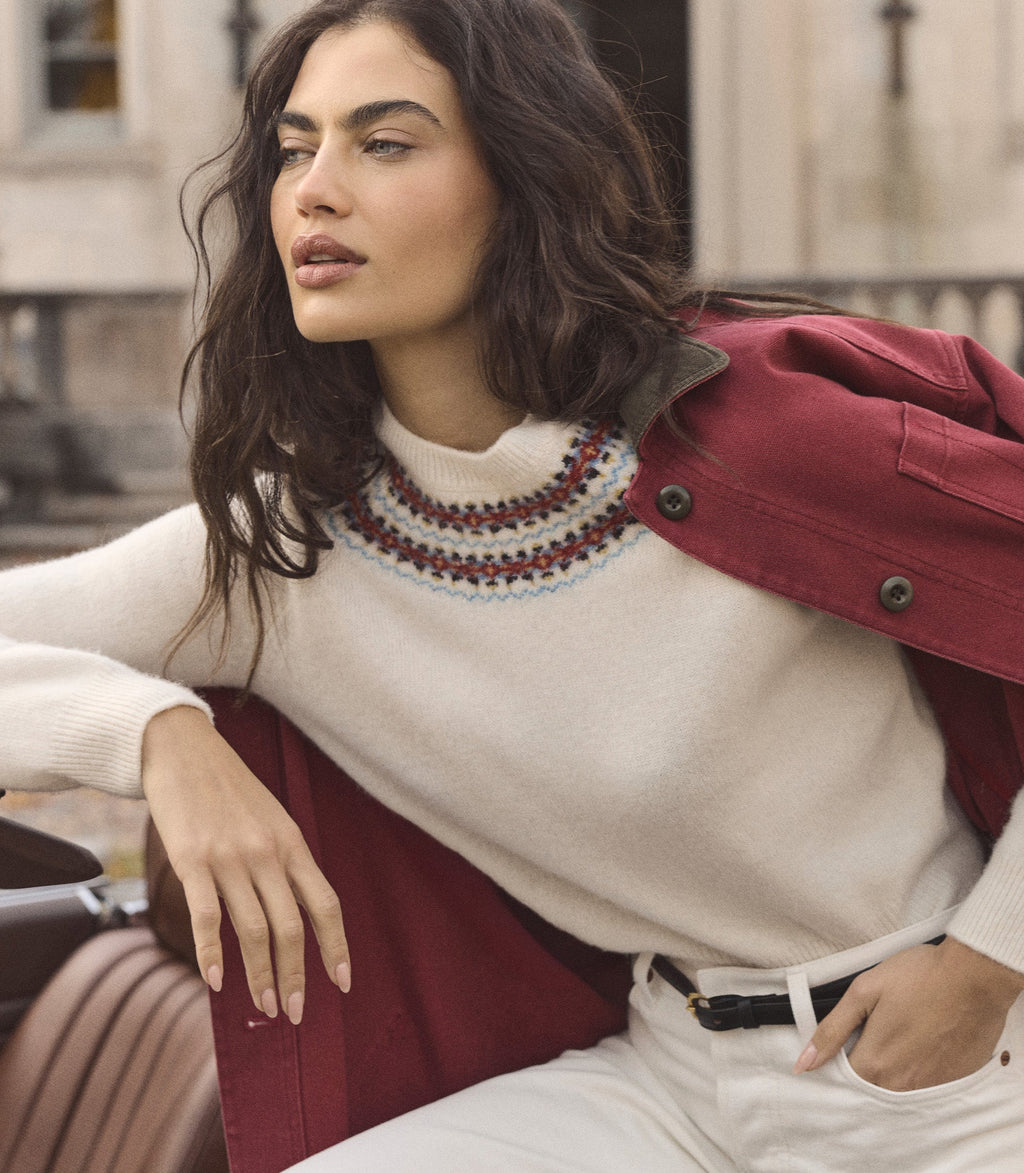 Boniface Sweater in Ivory Annecy Fair Isle - view 4