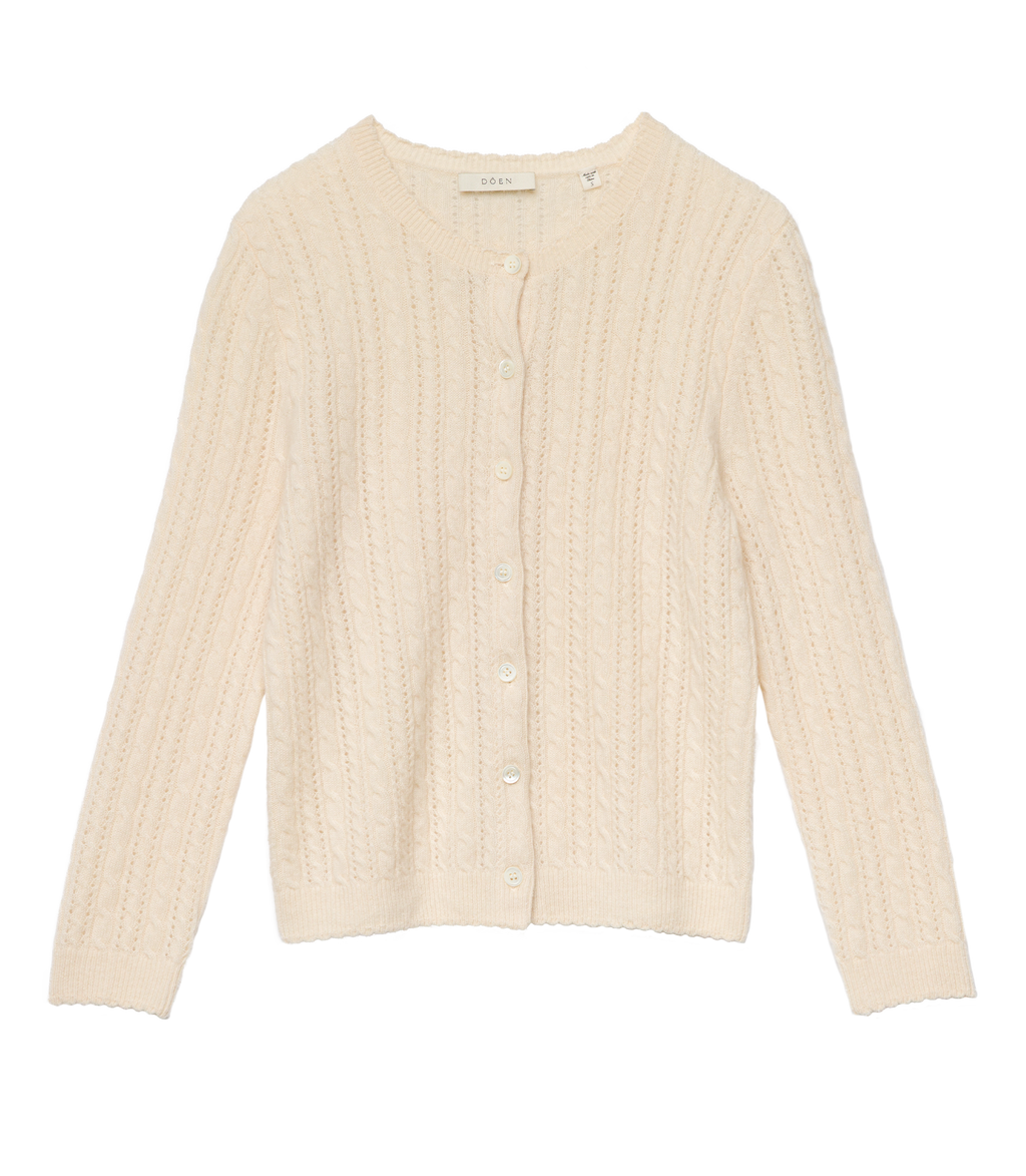 Danae Cashmere Cable Cardigan in Dogwood - view 7