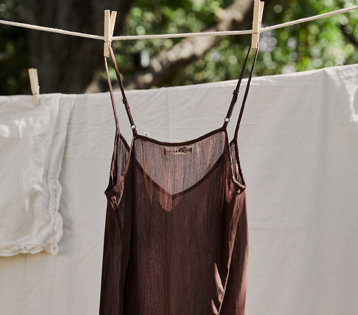 Short Deep V-Neck Slip in Umber - view 3
