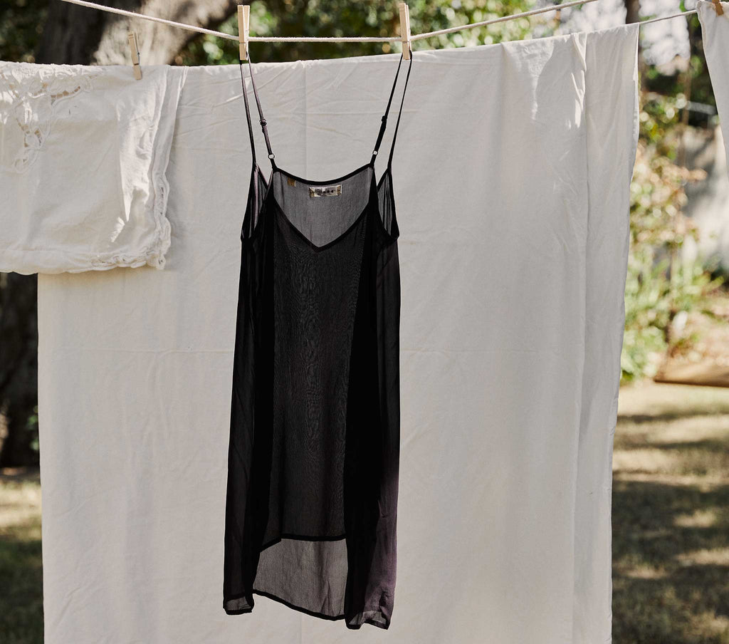 Short Deep V-Neck Slip in Black - view 4