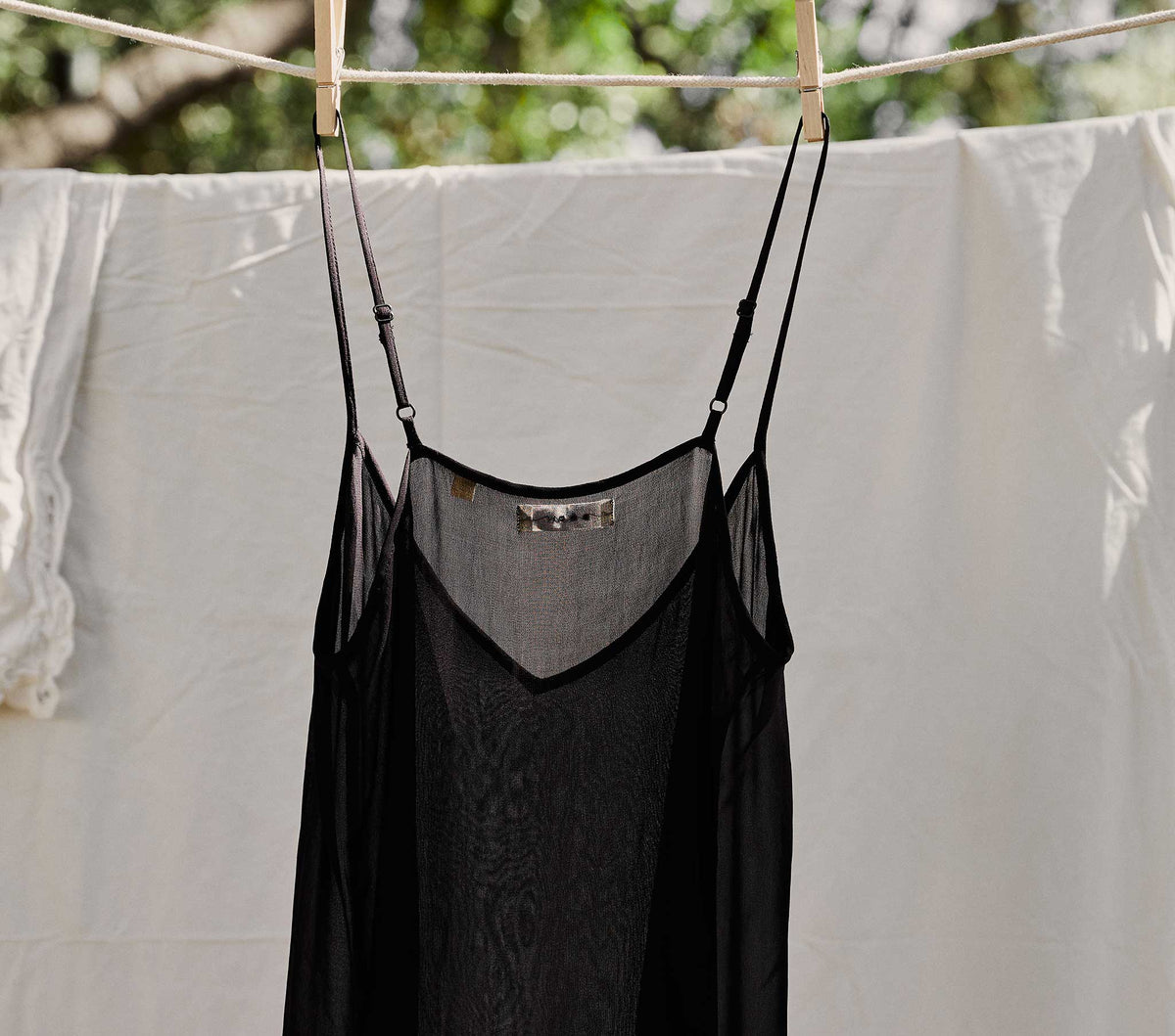 Short Deep V-Neck Slip in Black - view 3
