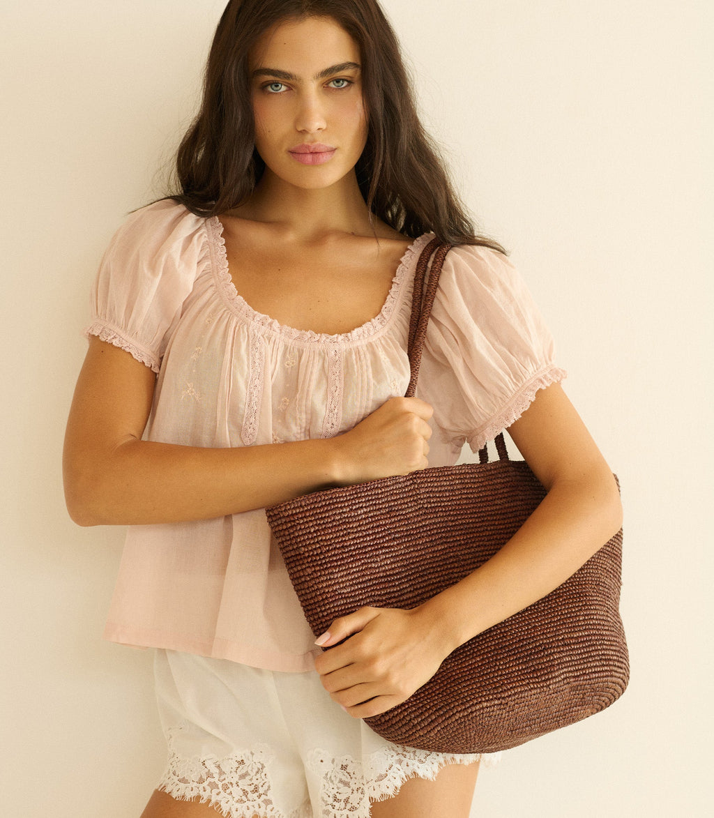 Harbour Tote in Marron Raffia - view 5