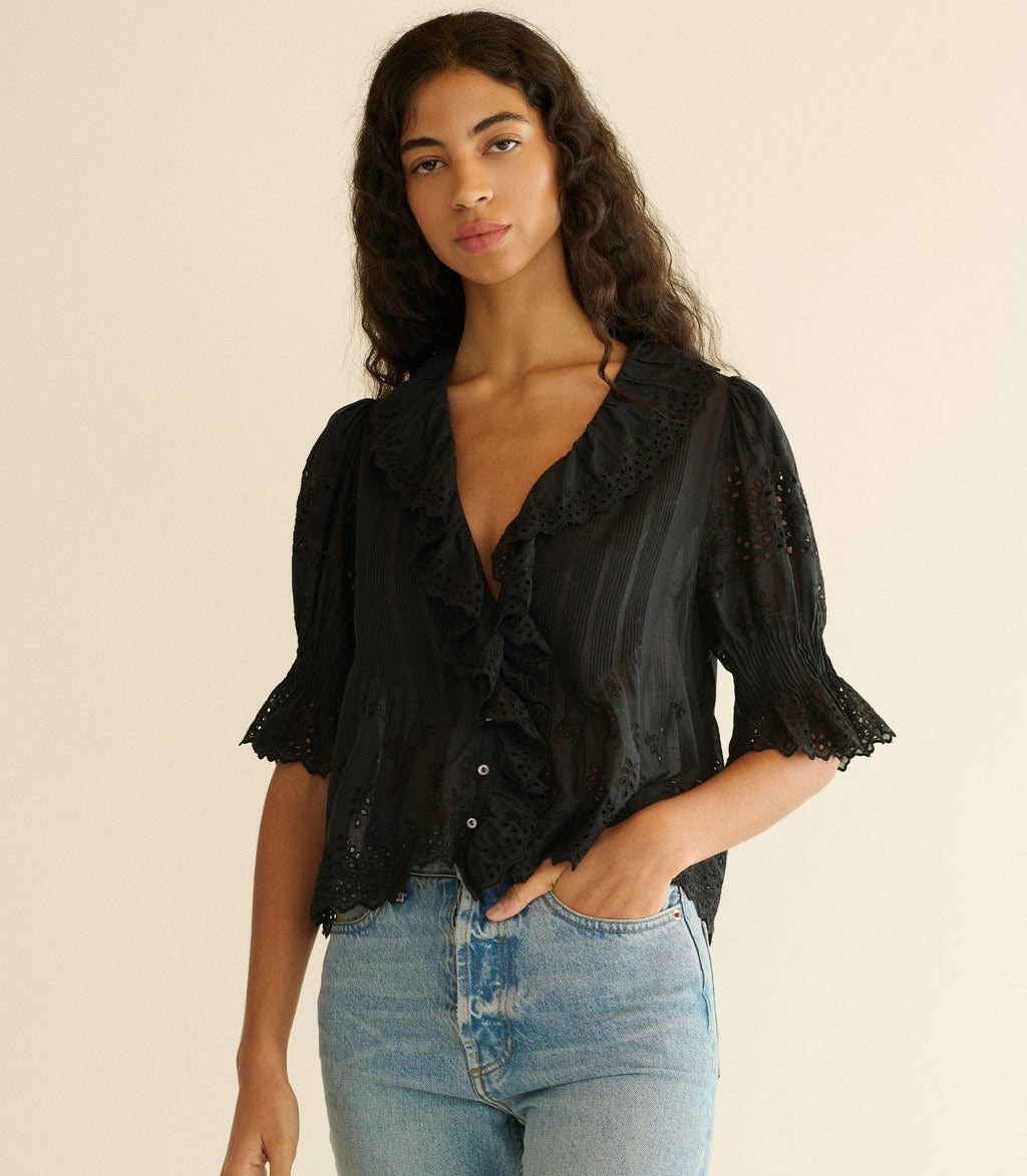 Henri Top in Black Eyelet - view 3