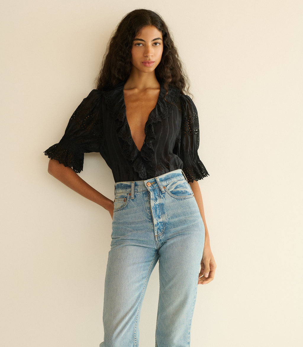 Henri Top in Black Eyelet - view 4
