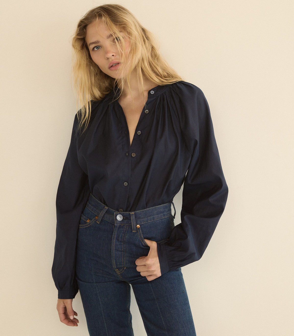 Julienne Top in Oxford Blue - view 2