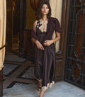 Julitta Dress in Equestrian Brown with Cream Lace - view 1