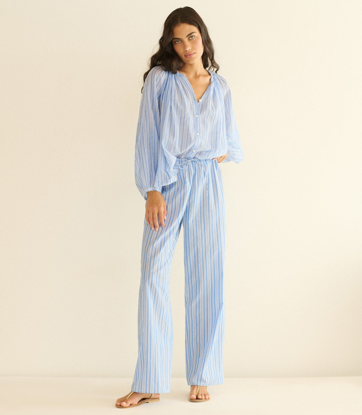 Lavona Drawstring Pant in Salerno Stripe - view 2