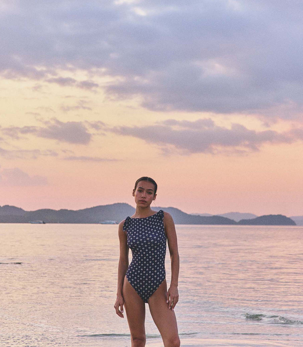 Malta Maillot in Navy Cadiz Foulard - view 4