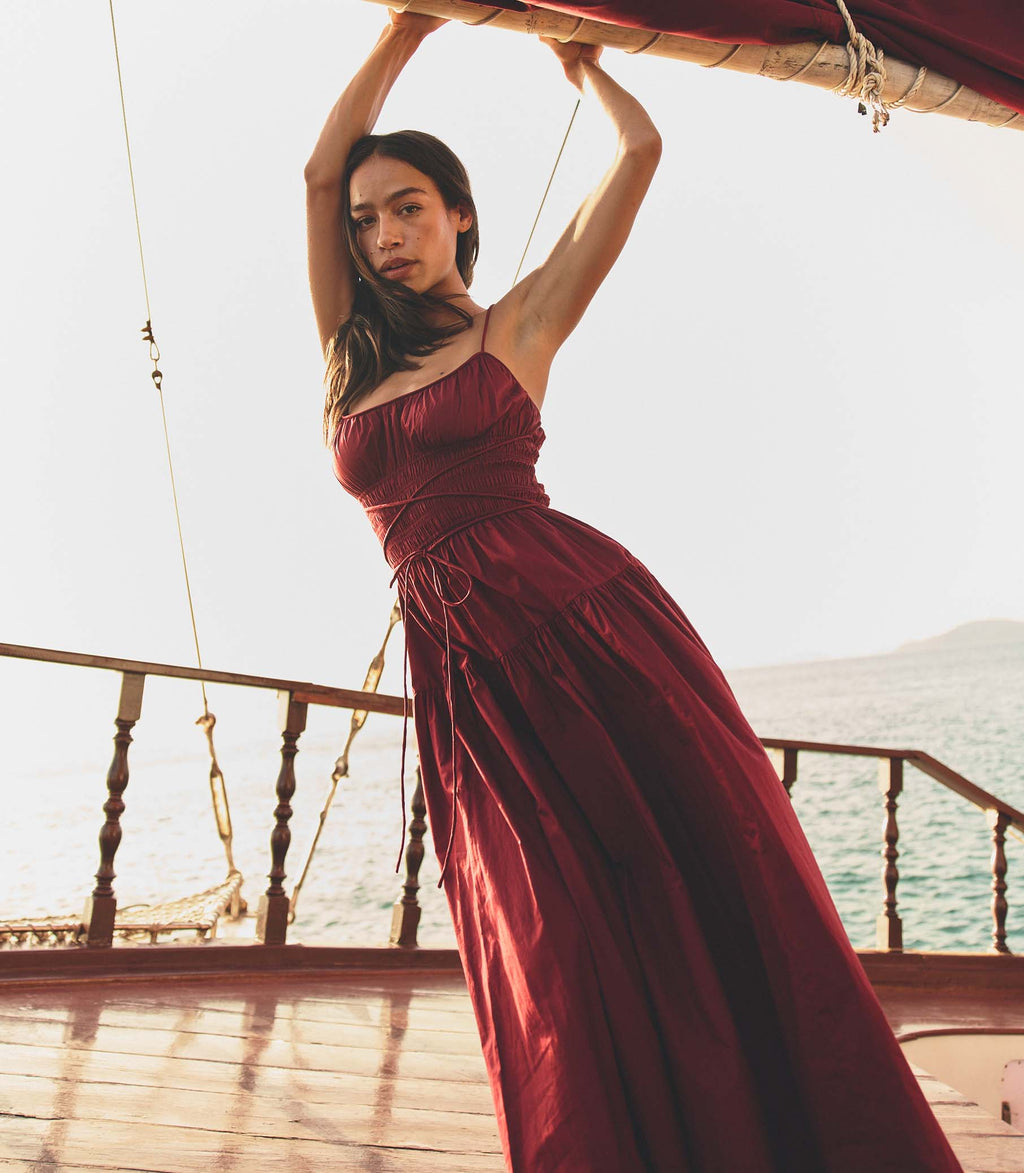 Safia Dress in Deep Ruby - view 3